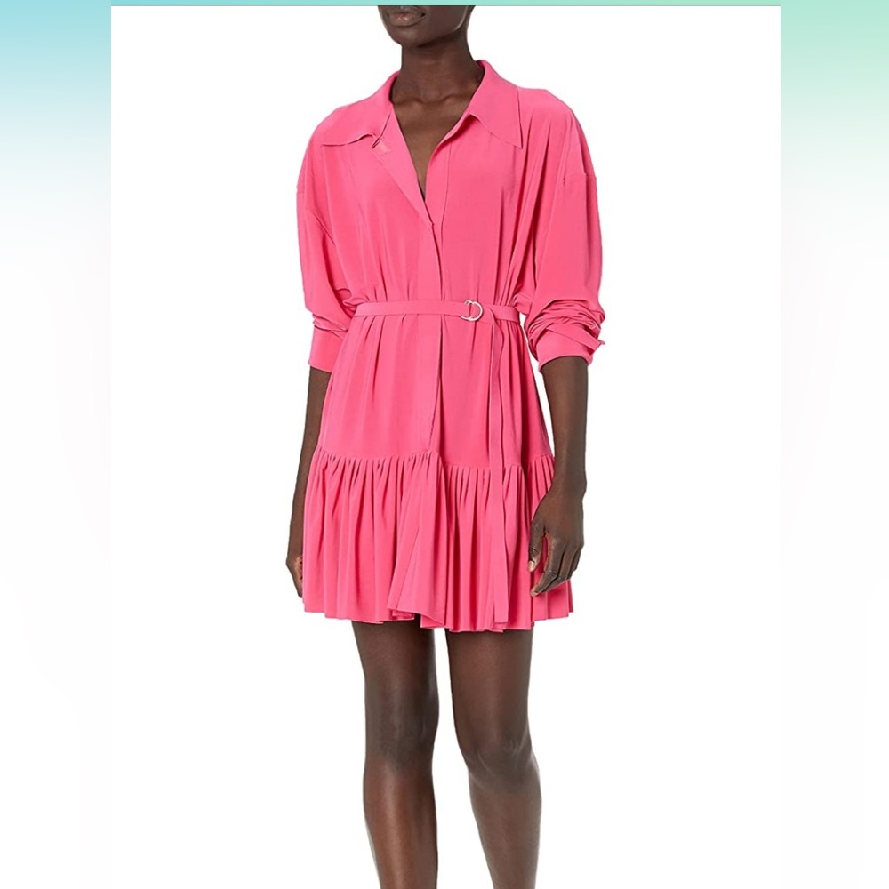 Norma Kamali Women's Oversized Boyfriend Shirt with Ruffle Size S